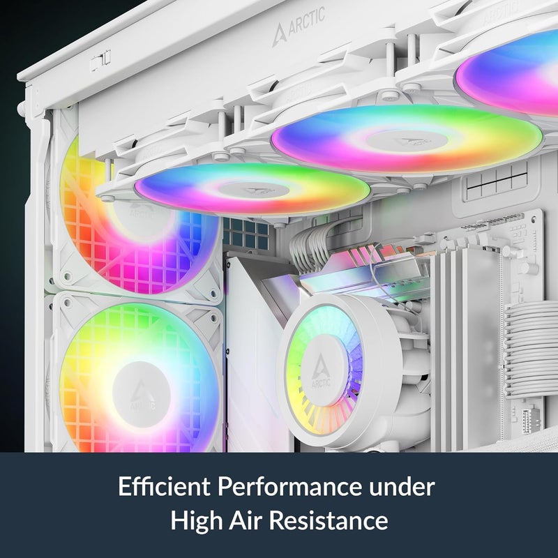 Arctic P12 برو A-RGB (أبيض) - مروحة قوية متميزة، مروحة 120 مم PWM مع موصل Y، 600-3000 دورة في الدقيقة، 0 دورة في الدقيقة <5% PWM، 5V RGB رقمي، تحمل ديناميكي سائل، 4 دبابيس - أبيض - Image 3